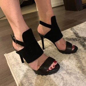 BCBGMaxAzria Black Platform peep toe sandals